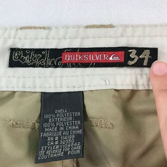 Quiksilver Men Size 34 Beige Khaki Cargo Bermuda Shorts - Picture 10 of 13